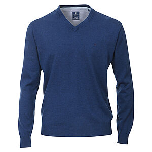 Redmond | Pullover Baumwolle | V-Ausschnitt | Royal