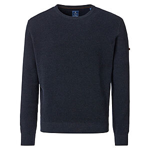 Redmond | Rundhals-Pullover | Baumwolle Strukturstrick | Marine