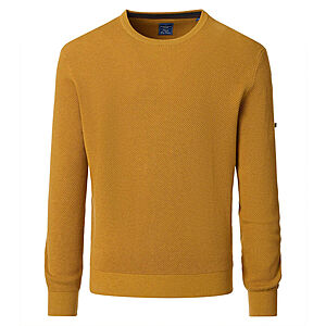 Redmond | Rundhals-Pullover | Baumwolle Strukturstrick | Messing
