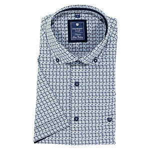Redmond | Sommerhemd | Halbarm | Baumwolle | Button-down-Kragen | Blau Druck