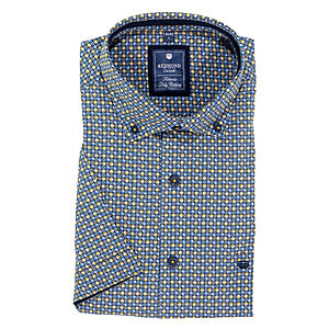 Redmond | Sommerhemd | Halbarm | Baumwolle | Button-down-Kragen | Gelb Druck