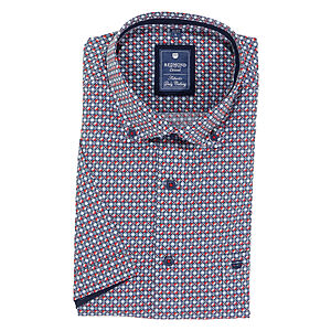 Redmond | Sommerhemd | Halbarm | Baumwolle | Button-down-Kragen | Rot Druck