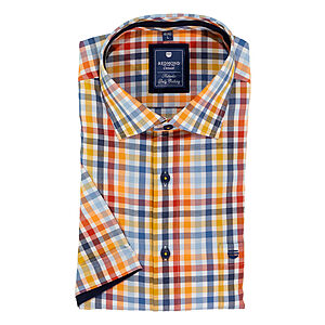Redmond | Sommerhemd Kurzarm | Baumwolle | Kent Kragen | Orange Karo