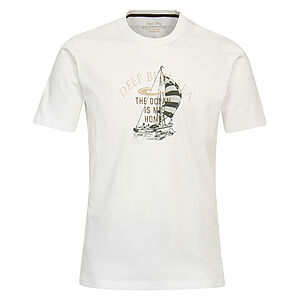 Redmond | T-Shirt | Rundhals | Baumwolle | Segel Motiv | Weiss