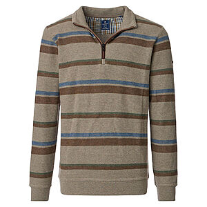 Redmond | Troyer aus hochwertigem Baumwoll-Mix | Beige Streifen