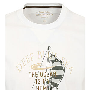 Redmond | T-Shirt | Rundhals | Baumwolle | Segel Motiv | Weiss