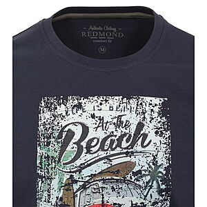 Redmond | T-Shirt | Rundhals | Baumwolle | Print Motiv | Dunkelblau