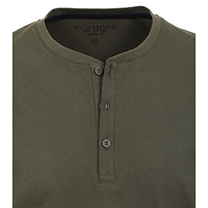 Redmond | Langarm-T-Shirt | Henley-Kragen | Oliv