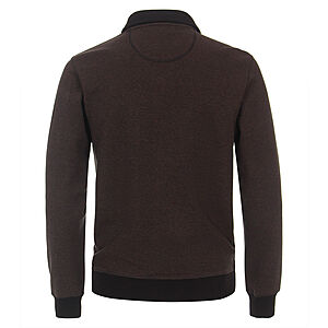 CasaModa | Sweat Shirt | Troyer Kragen | Baumwolle | Braun