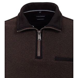 CasaModa | Sweat Shirt | Troyer Kragen | Baumwolle | Braun