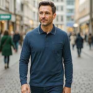 Redmond | Langarm Jersey Polo | Easy Care | Jeans