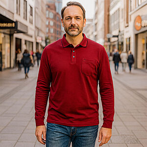 Redmond | Langarm Jersey Polo | Easy Care | Rot