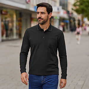 Redmond | Langarm Jersey Polo | Easy Care | Anthrazit