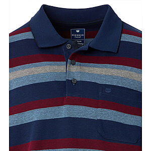 Redmond | Langarm Polo | Easy Care | Blau Streifen