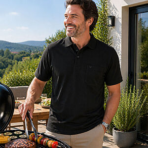 Redmond | Polo Shirt | Easy Care | Wash & Wear | Mit Brusttasche | Schwarz