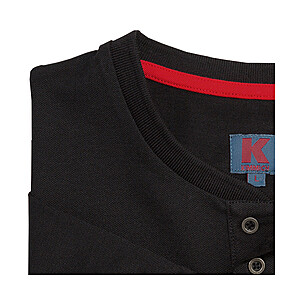 Kimmich | Elastisches Henley Piqu mit Knopfleiste | Farbe schwarz