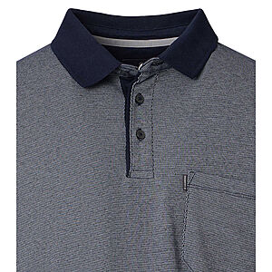 CasaModa | Langarm Polohemd mit Brusttasche, pflegeleicht | Blau