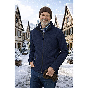 Outdoor Strickjacke mit Fleece Futter | Farbe jeansblau