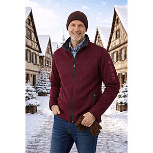 Outdoor Strickjacke mit Fleece Futter | Farbe burgund