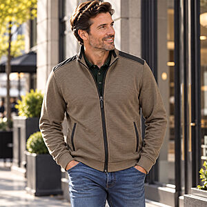 Navigazione | Sweat-Jacke | Pflegeleichte Baumwoll-Mischung | Taupe