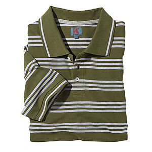 Polo-Shirt | Baumwolle Pique mit Streifen | Farbe olive