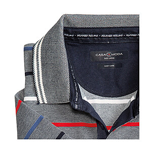 Casa Moda | Bgelfreies Polo-Hemd gestreift | Farbe grau-rot