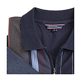 Navigazione | Bügelfreies Polohemd mit Bund | Längsstreifen, mit Reißverschuss und Brusttasche | Farbe blau