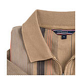 Navigazione | Bügelfreies Polohemd mit Bund | Längsstreifen, mit Reißverschuss und Brusttasche | Farbe khaki