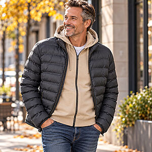 Redmond | Sweat Jacke mit Kapuze | Elastische Baumwolle | Beige