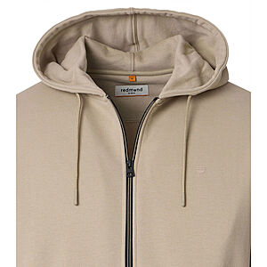 Redmond | Sweat Jacke mit Kapuze | Elastische Baumwolle | Beige