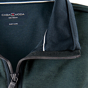 Casa Moda | Sweat Troyer | Baumwolle, mit Brusttasche | Moosgrn