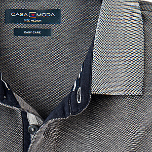 Casa Moda | Langarm Polohemd mit Brusttasche, pflegeleicht | Farbe blau