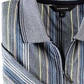 Navigazione | Polo Hemd mit Reißverschluss und elastischem Bund | Längsstreifen | Jeans meliert
