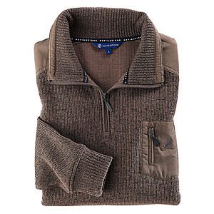 Navigazione | Sweat-Troyer mit Brusttasche | Pflegeleicht | Braun meliert