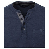 Casa Moda | Langarm T-Shirt | Henley-Kragen | Baumwolle | Blau