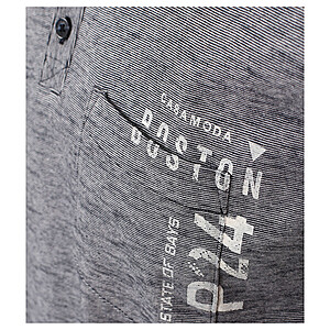 Casa Moda | Langarm T-Shirt | Henley-Kragen | Baumwolle | Graublau