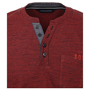 Casa Moda | Langarm T-Shirt | Henley-Kragen | Baumwolle | Rot
