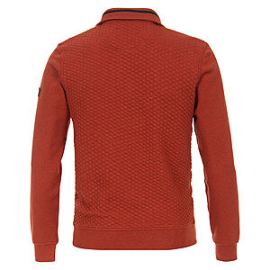 CasaModa | Struktur Sweat-Shirt | Troyerkragen | Terracotta