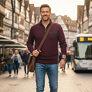 Navigazione | Pflegeleichtes Sweat-Shirt | Troyer-Kragen | Mit Brusttasche | Rot