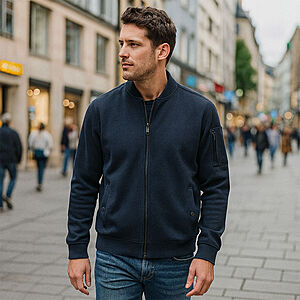 CasaModa | Sweatjacke | Hochwertige Baumwolle | Comfort Fit | Blau