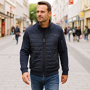 CasaModa | Sweatjacke Hybrid | Comfort Fit | Blau