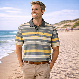 Redmond | Polo-Shirt | Kurzarm | Pflegeleichte Jersey-Qualit�t | Gelb Streifen