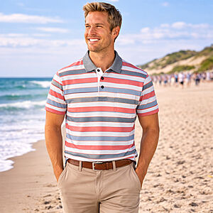 Redmond | Polo-Shirt | Kurzarm | Pflegeleichte Jersey-Qualit�t | Rot Streifen