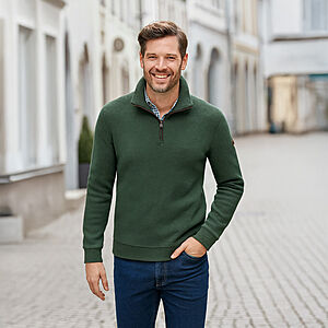 Redmond | Troyer aus hochwertigem Baumwoll-Mix | Moos