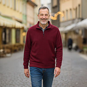Redmond | Troyer aus hochwertigem Baumwoll-Mix | Burgund