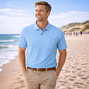 Redmond | Polo-Shirt | Baumwolle Pique | Brusttasche | Sky