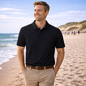 Redmond | Polo-Shirt | Baumwolle Pique | Brusttasche | Schwarz