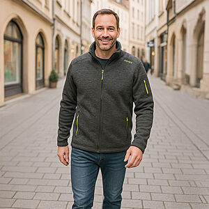 BRIGG | Fleecejacke in Strickoptik | Anthrazit