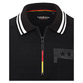 Casa Moda | Polo Pique Fan-Shirt | Mit Zipper + Rücken-Nummer | Farbe schwarz