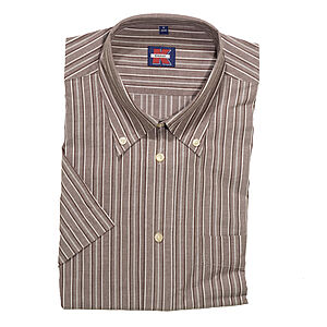 Sommerhemd | Kurzarm | Button-down-Kragen | Baumwolle | Braun